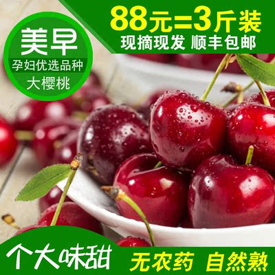 山东烟台福山大樱桃新鲜孕妇水果美早大红灯车厘子3斤装现货包邮