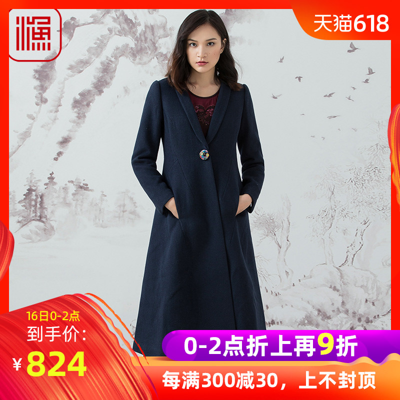 渔牌 轻羽 2017秋冬新品轻奢保暖修身毛呢大衣女长款外套F15D3173|msdalam kategori Butik wanita / wanita, bulu kot - dari Buy2taobao.com untuk memberikan perkhidmatan ejen Taobao profesional membeli
