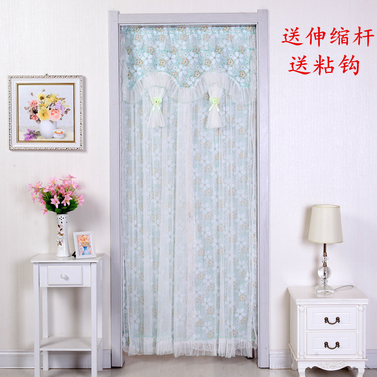 新品可定做田园蕾丝双开门帘布艺纱帘卧室夏季防蚊空调风水挂帘
