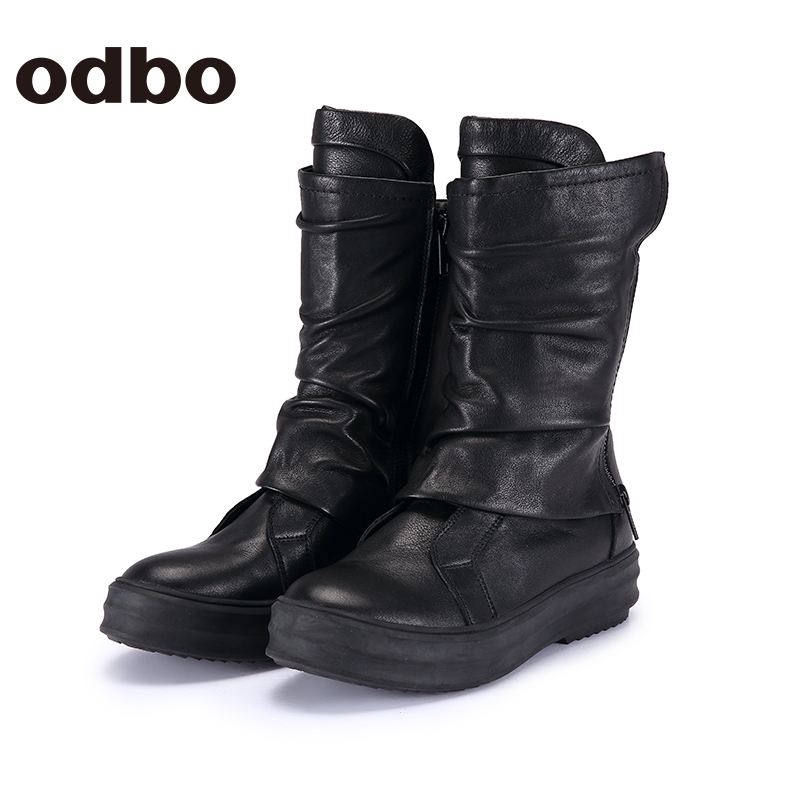 odbo/欧迪比欧秋冬设计师潮牌头层牛皮女款休闲中靴|msdalam kategori Kasut wanita, but - dari Buy2taobao.com untuk memberikan perkhidmatan ejen Taobao profesional membeli