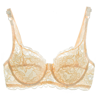 超薄蕾丝文胸大码防凸点胸罩半透明性感女士内衣大胸显小薄杯乳罩