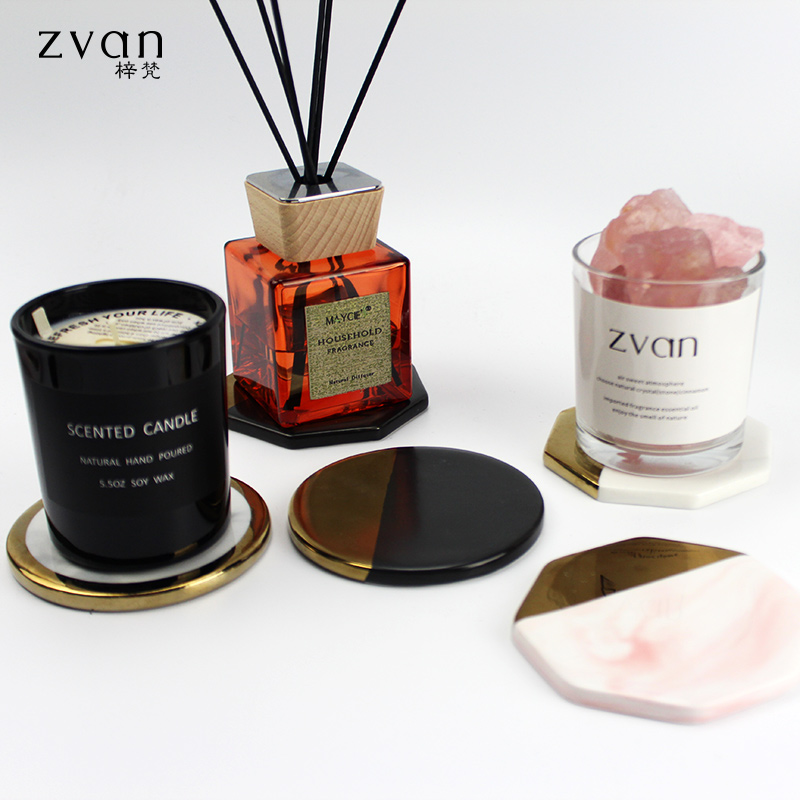 Marble ceramics Coaster Northern Europe Wind Power Gold-plated Insulation pad Water Coaster tableware Anti-hot padin the Tableware , Cup/Cups/Kettle , Coaster category - from Buy2taobao.com to provide professional Taobao agent buy service