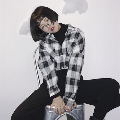 如何搭配2017春装新款女开衫格子衫BF风好穿