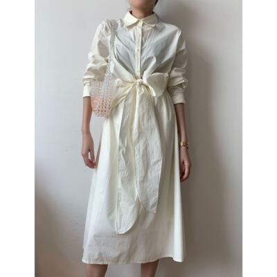 非町。法式小众设计  优雅气质绑带蝴蝶机 露腰小心机大摆连衣裙