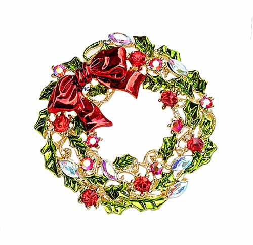 golden Christmas Wreath Europe and America Christmas ornaments Christmas Brooch gift Christmas Gift CY157in the Accessories/Leather belt/Hat/Muffler , Collar accessories , Brooch category - from Buy2taobao.com to provide professional Taobao agent buy service