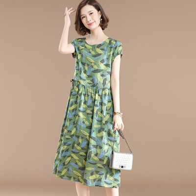 九月陌墨 2018夏季新款女装韩版短袖休闲连衣裙女 宽松气质A字裙