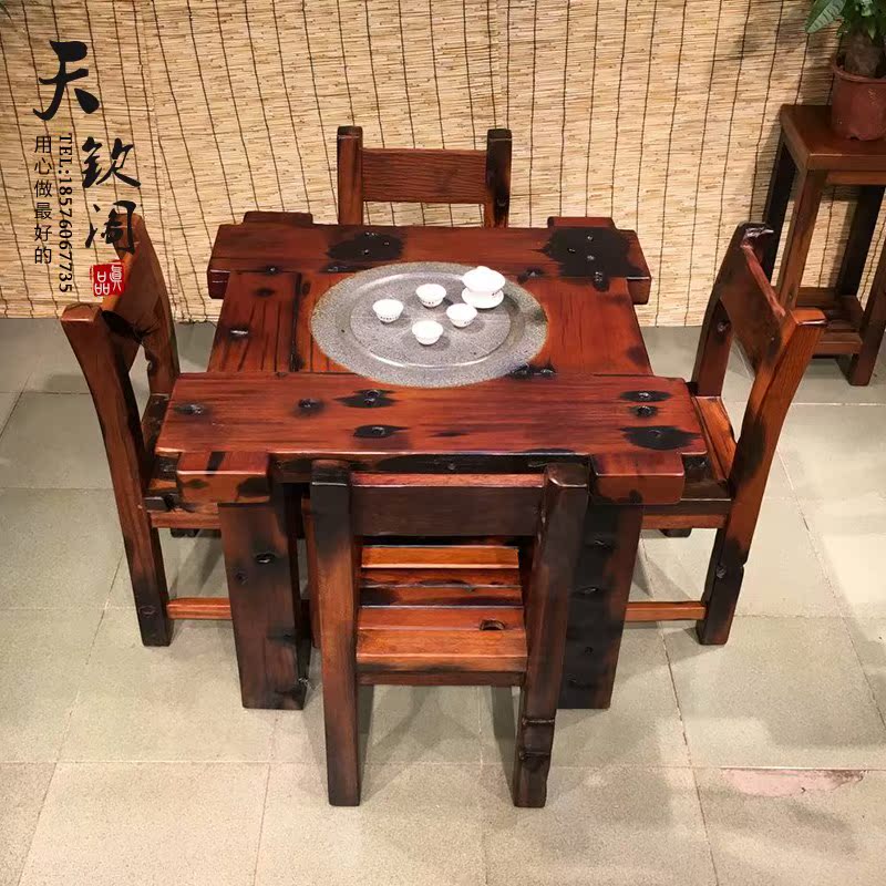 老船木方形茶桌椅组合实木家具方桌室内外客厅茶台小户型阳台茶几在类目 住宅家具, 几类, 茶几中 - 来自Buy2taobao.com提供专业的淘宝代购服务