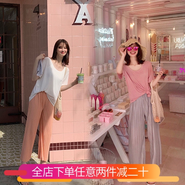 孕婦時尚套裝夏季2019新款寬松上衣休閑闊腿雪紡褲兩件套潮媽夏裝在類目 孕婦裝/孕產婦用品/營養, 孕婦裝, 套裝中 - 來自Buy2taobao.com提供專業的淘寶代購服務