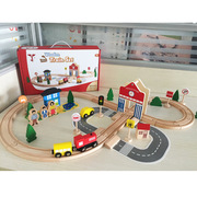 木制轨道玩具套装小火车积木50件轨道儿童，益智手眼协调积木跨境