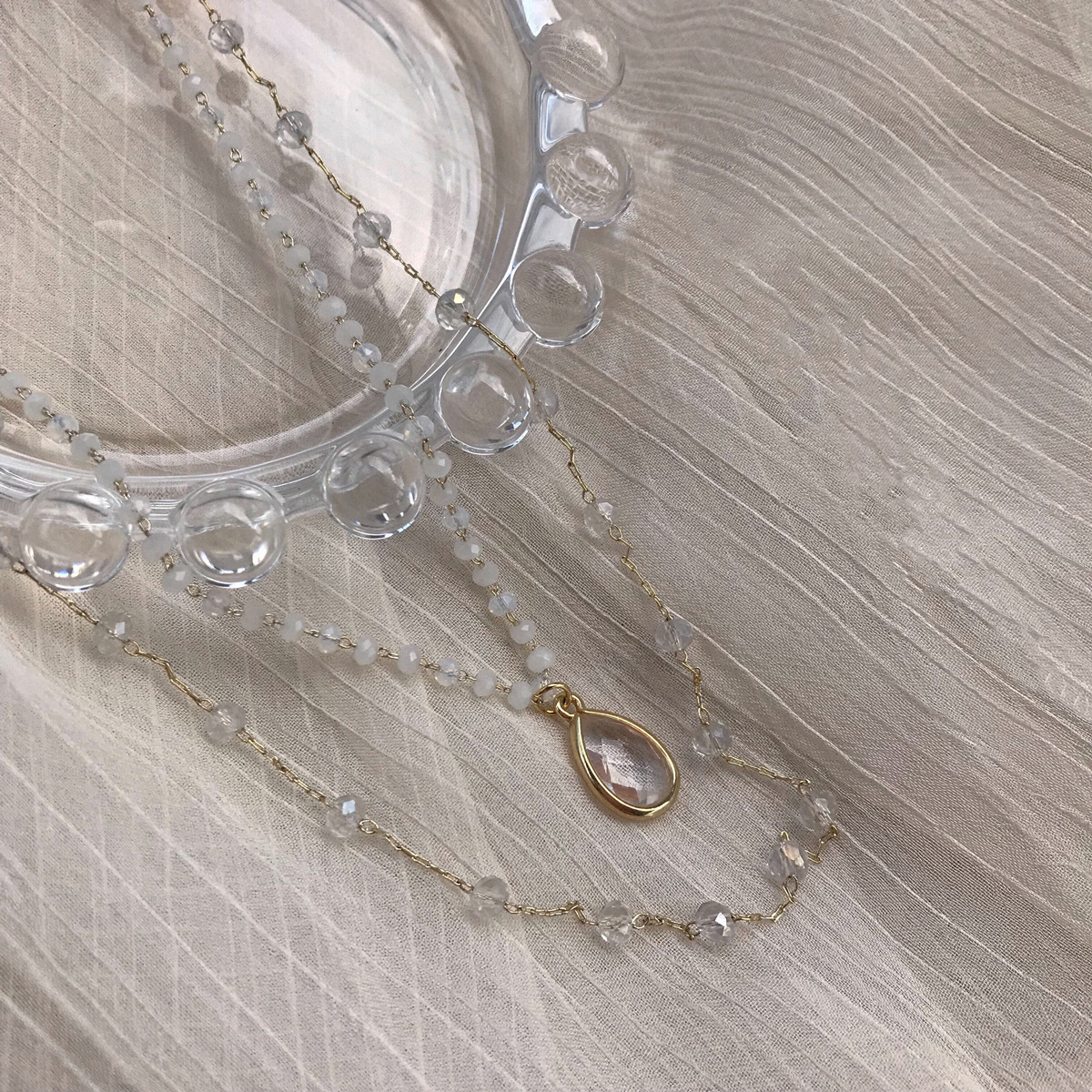 SYT fairy Drop Pendant double-deck Necklace French tender Pearl clavicle Pendant ins Simple Necklacein the Accessories/Fashion Jewelry, Necklace category - from Buy2taobao.com to provide professional Taobao agent buy service