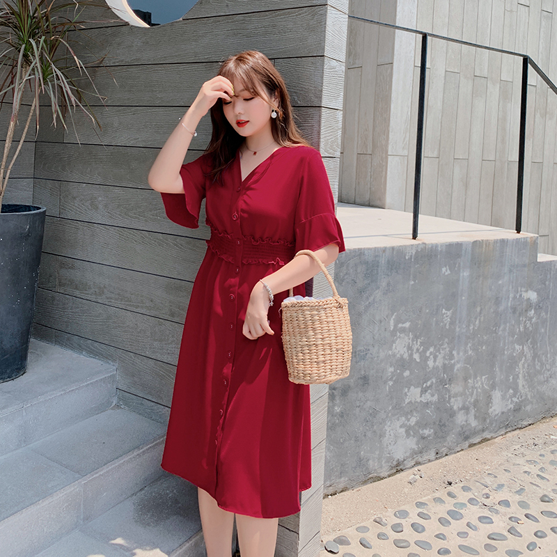 Large Women's wear summer new pattern French Retro By age skirt Fat sister mm Easy Cover the belly Dressin the Women's clothing/Boutique , Large size women category - from Buy2taobao.com to provide professional Taobao agent buy service