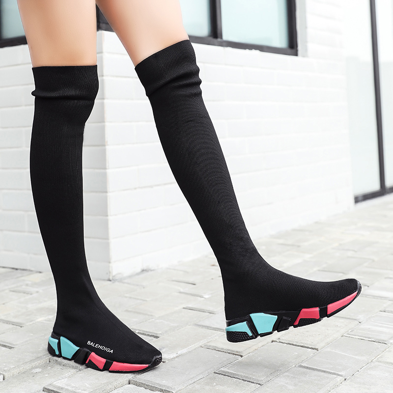 Spring new pattern Stockings High cylinder Show thin leisure time Flat bottom Elastic force Women's Boots The thickness of the bottom Overknee Bootsin the Women's Shoes, Boots category - from Buy2taobao.com to provide professional Taobao agent buy service