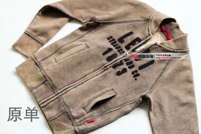 推荐款~欧美童装男童外套2017秋季新中大童抓绒卫衣儿童立领开衫