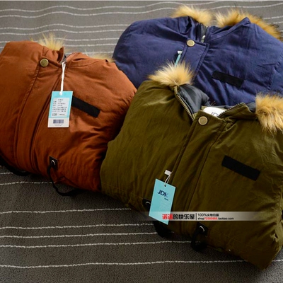 欧范儿童中长款棉衣男童外套2017冬装中大童连帽棉服加厚毛领风衣