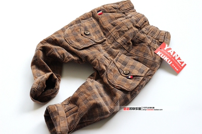 男女童加绒棉裤 2017秋冬款 中小童宝宝格子加厚休闲裤冬裤