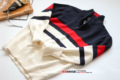 超值童装翻领男童毛衣儿童秋冬立领纯棉线衣套头大童10-15岁男孩