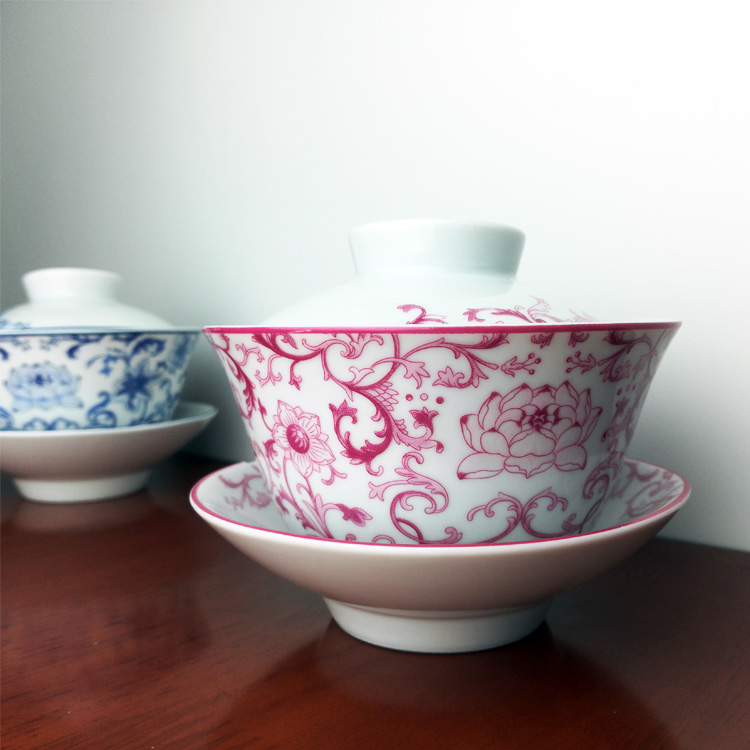 Toyotake Teacup ceramics Cover bowl Make tea Three talents Kungfu Online Teacup suit household tea utensils teacup Blue and white Make teain the Tableware , Tea set , Tureen category - from Buy2taobao.com to provide professional Taobao agent buy service