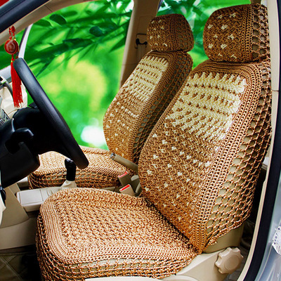 汽车坐垫全包四季通用手编织冰丝夏季木珠透气正副驾单座五座车套