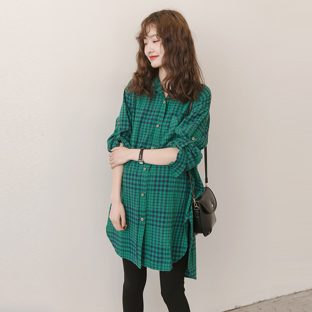 pregnant woman Inch clothes Mid length version lattice shirt Chao Ma 2019 new pattern Fashionable Easy leisure time Pregnancy jacketin the Maternity/Maternal supplies/Nutrition , Maternity , Shirt/Chiffon shirt category - from Buy2taobao.com to provide professional Taobao agent buy service