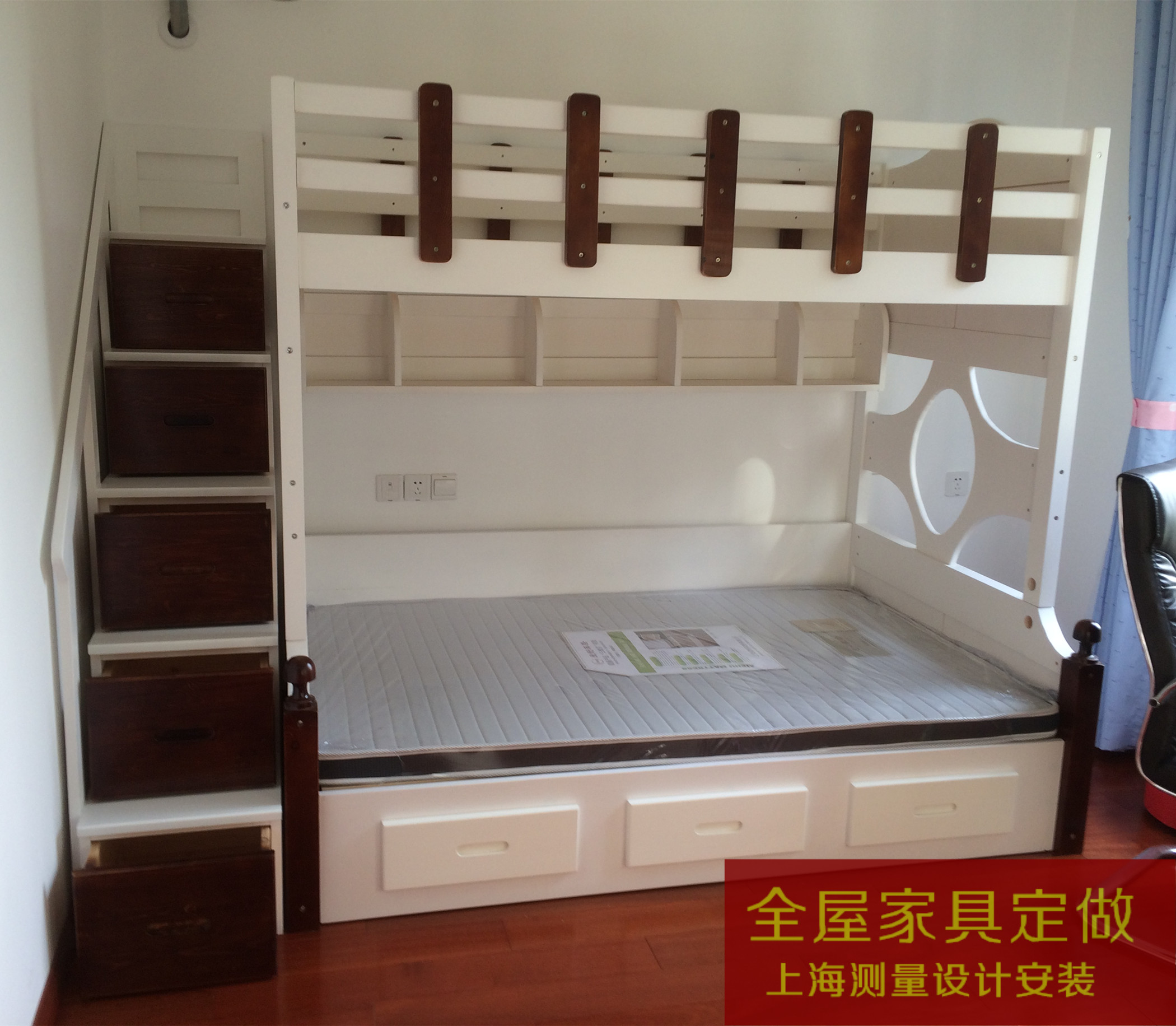 儿童上下床储物梯柜组合实木上下双层松木高低白色子母床上海定做|msdalam kategori perabot kediaman, katil kelas, tinggi/katil gambar - dari Buy2taobao.com untuk memberikan perkhidmatan ejen Taobao profesional membeli