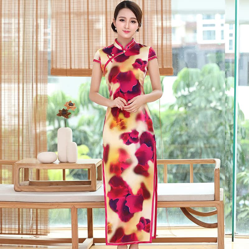 mulberry silk Heavy Real silk Long cheongsam 2018 summer new pattern Improvement Retro fashion full dress cheongsam Dressin the Women's clothing/Boutique , Wedding/Cheongsam/Formal dress , Cheongsam category - from Buy2taobao.com to provide professional Taobao agent buy service