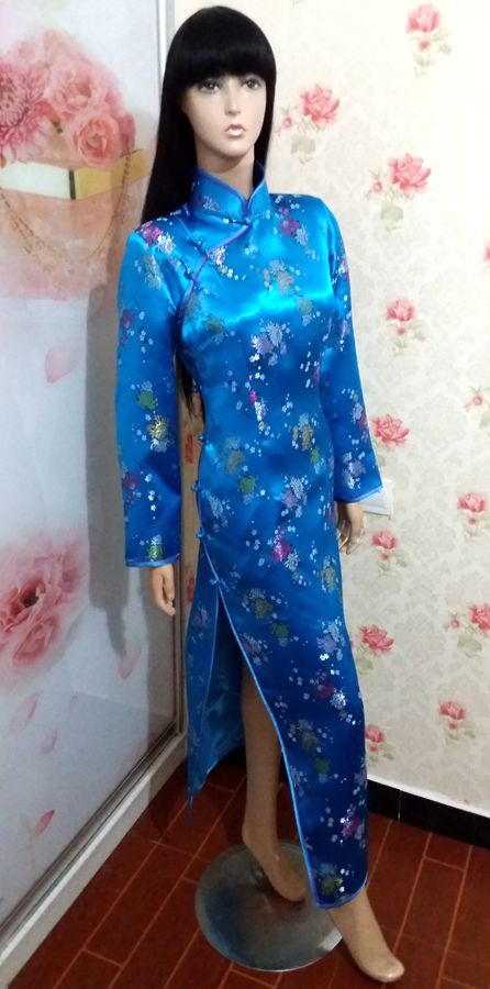 blue Tapestry Charmeuse Full tradition cheongsam manual Customized enlarge Add fertilizerin the Women's clothing/Boutique , Wedding/Cheongsam/Formal dress , Cheongsam category - from Buy2taobao.com to provide professional Taobao agent buy service