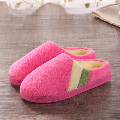 时尚可爱男女情侣棉拖鞋居家小清新保暖毛毛鞋防滑厚底月子棉鞋冬