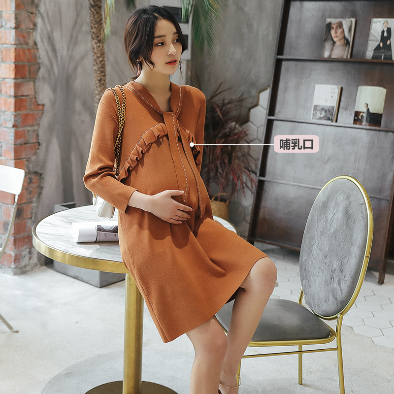 AMUM春装新品 系带木耳哺乳薄针织连衣裙 孕妇装在类目 孕妇装/孕产妇用品/营养, 孕妇装, 连衣裙中 - 来自Buy2taobao.com提供专业的淘宝代购服务