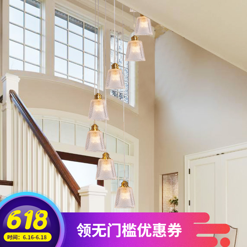 简欧黄铜钻石玻璃楼梯灯长吊灯楼梯吊灯复式旋转楼梯间吊灯loft在类目 家装主材, 灯具灯饰, 吊灯中 - 来自Buy2taobao.com提供专业的淘宝代购服务