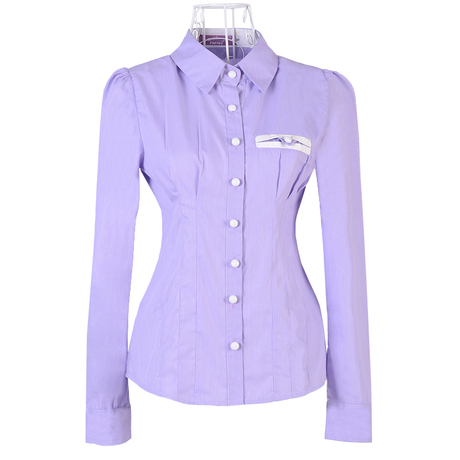 เสื้อเชิ้ตทำงานแฟชั่นเกาหลี เรียบหรู นำเข้า ไซส์S-XXL สีม่วง : LotusNoss - พรีออเดอร์MI581