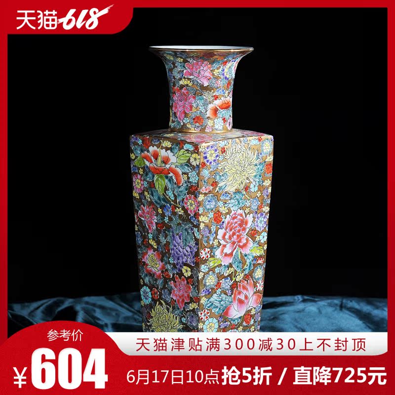 景德镇仿古陶瓷工艺收藏摆件粉彩万花图四方花瓶插花器客厅装饰品|ruв категории Домашний быт, ваза/цветок/искусственные цветы/моделирование украшения, цветок/ваза, ваза - от Buy2taobao.com для оказания профессиональной услуги покупки агента Taobao