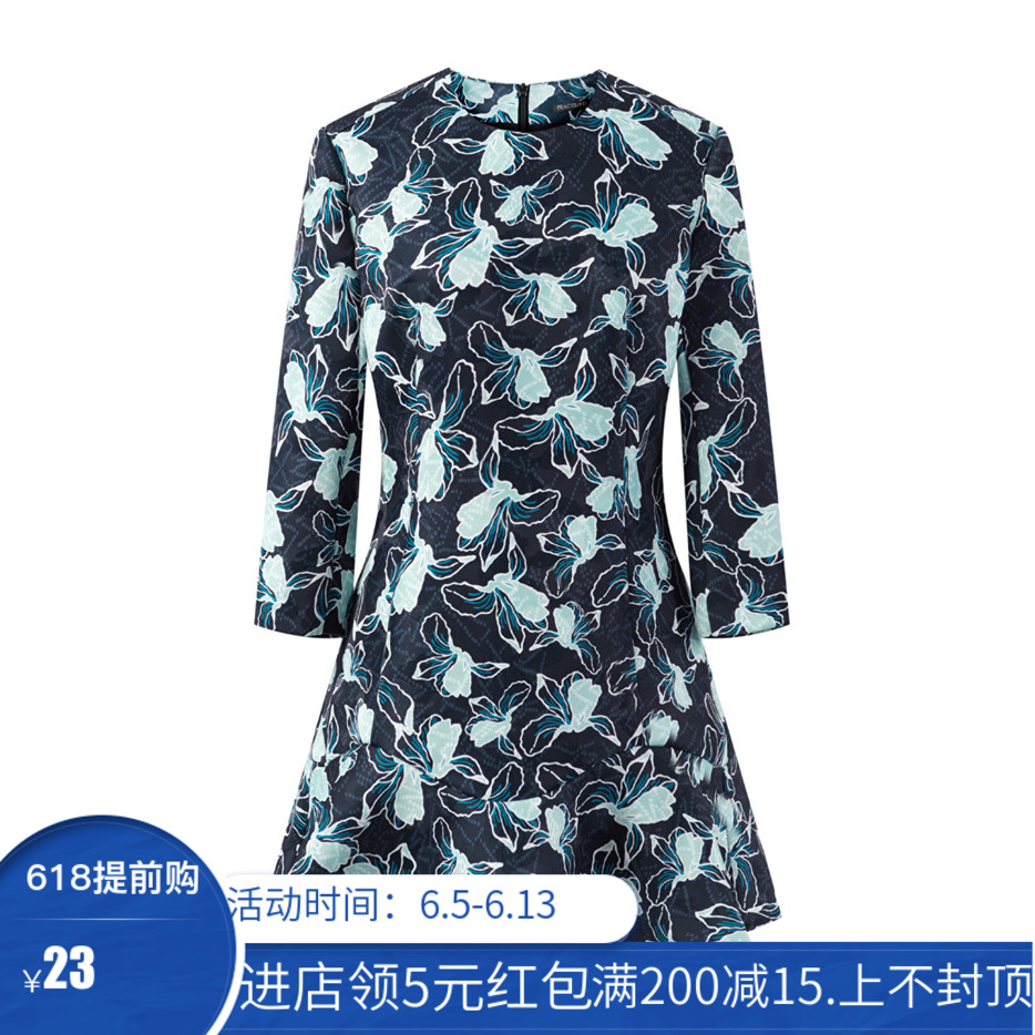 女装秋季新品圆领七分袖纹样印花连衣裙A4FA54526/A4-18-19|ruв категории Женская одежда, платье - от Buy2taobao.com для оказания профессиональной услуги покупки агента Taobao