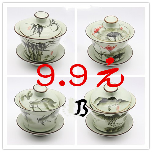 Hand drawn Cover bowl Pure handwork Coloured drawing exquisite Tea Preparation Teacup ceramics Kungfu Online tea set Three talents Large Teacup 11in the Tableware , Tea set , Tureen category - from Buy2taobao.com to provide professional Taobao agent buy service