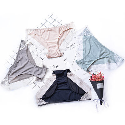 买二送一语彤斯蜜性感内裤女蕾丝低腰纯棉裤裆少女舒适冰丝三角裤