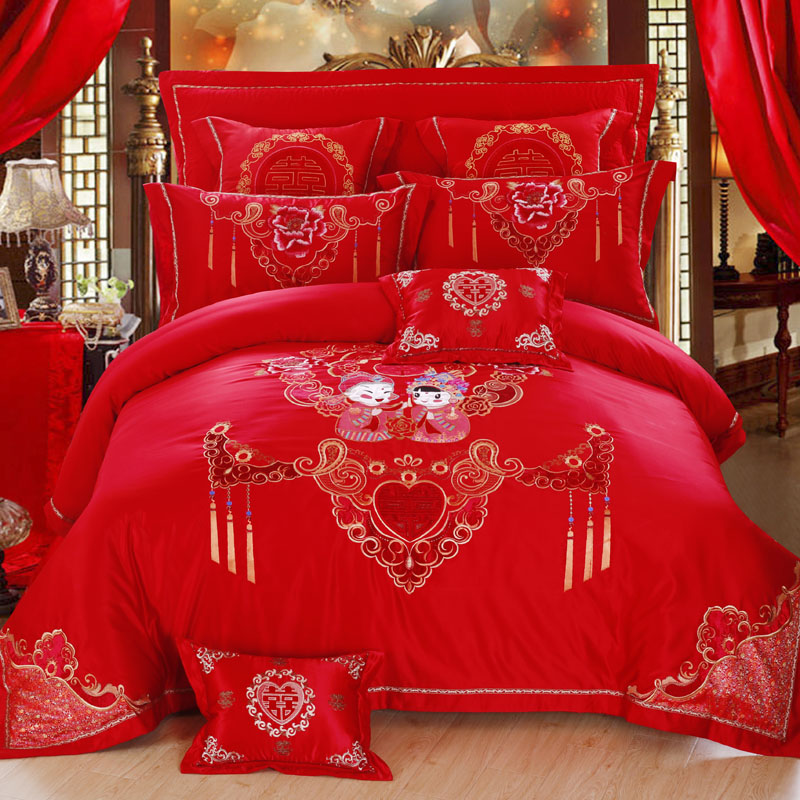 Wedding celebration Multiple sets of Cotton Embroidery Satin jacquard 4 /6 piece /7 piece /8 piece /10 Set of parts Lifetimein the Bedclothes , Bedding Sets/Family of four/Multiple sets of category - from Buy2taobao.com to provide professional Taobao agent buy service