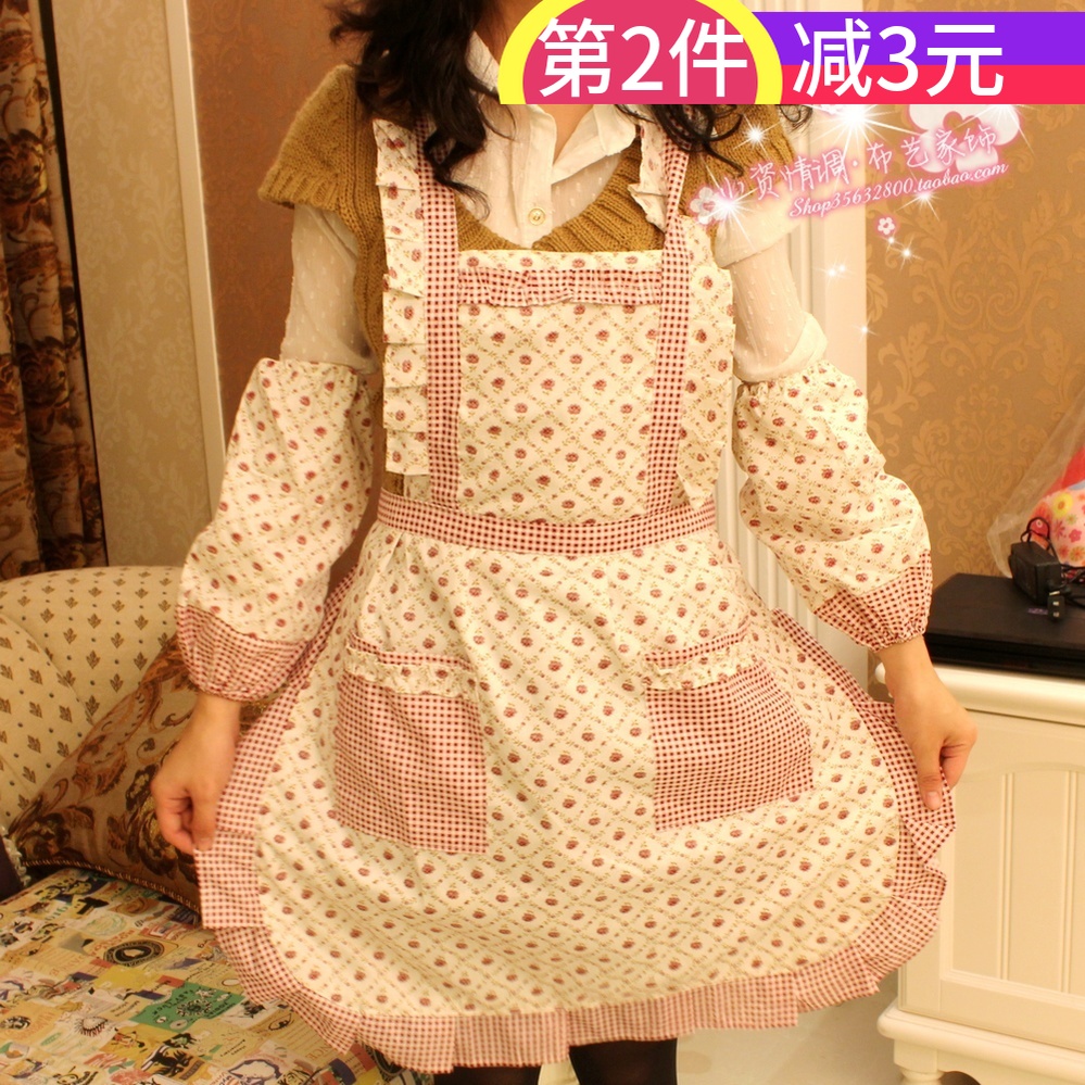 围裙韩版公主可爱全棉头巾袖套防水成人女套装画画演出做饭工作服在类目 家庭/个人清洁工具, 家务/地板清洁用具, 围裙套装中 - 来自Buy2taobao.com提供专业的淘宝代购服务