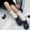 白色袜套女秋冬日系jk半截小腿袜长筒，条纹腿套lolita针织堆堆袜子