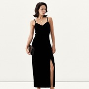 三所vintage 黑标系列 赫本风高端轻奢小众法式黑色晚礼服连衣裙