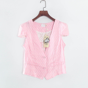 遐系列夏季品牌女装，库存折扣小女生粉色，棉麻小西服y4156c