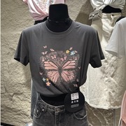 四季青广州十三行女装韩国欧货上衣蝴蝶结烫钻设计感短袖T恤夏款