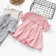 女童短袖t恤夏装婴儿洋气裙摆，上衣童装女宝宝纯棉儿童公主半袖衫