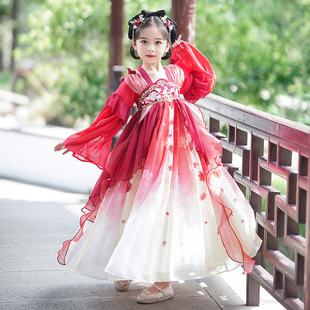 女童汉服春秋中国风，2024儿童装超仙古装，夏季女孩古风唐装裙子