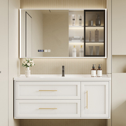 现代简约实木浴室柜陶瓷一体盆，卫生间洗漱台洗手池，洗脸面盆柜组合