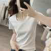 圆领t恤女式夏季简约显瘦韩版基础款打底衫短袖减龄棉质上衣