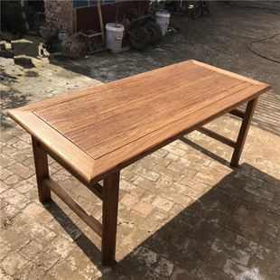 老榆木茶桌实木中式复古餐桌椅，风化门板禅意功夫，泡茶桌家用长条凳