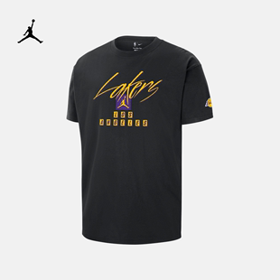 Jordan耐克乔丹洛杉矶湖人队NBA男子T恤夏季宽松纯棉FN1070