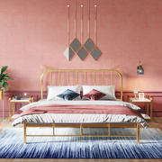 欧式铁艺床双人床1.5米简约现代铁床，轻奢ins公主，床加粗加厚铁架床