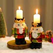 欧式胡桃夹子烛台摆件ins风家居客厅桌面装饰蜡烛台圣诞树脂摆设