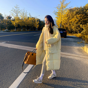 初见奶黄羽绒服女中长款冬季韩版面包服宽松加厚棉衣