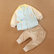 0一1岁婴儿分体装婴幼儿春秋款夹棉衣服男宝宝，运动外套两件套装季